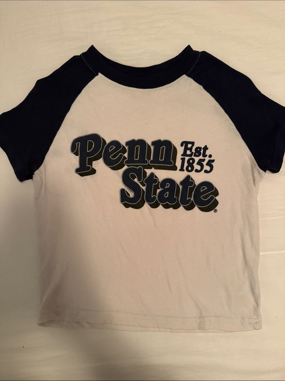Penn State White and Navy Crop Top